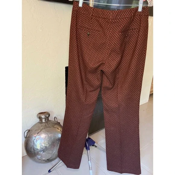 Anthropologie Leifsdottir Brown Geometric Diamond Print Flare Leg Pants Size 6 - Picture 10 of 11